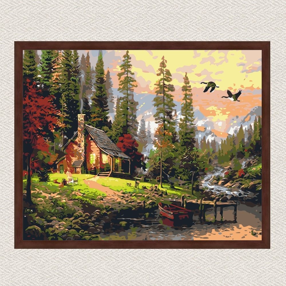Maľovanie podľa čísel - Poľovnícka chata Umelec Thomas Kinkade LW1831