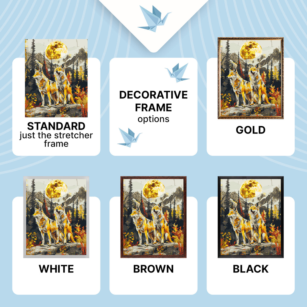Maľovanie podľa čísel na ráme 40*50 cm - Pár vlkov - Zvieratá s metalickými farbami - LW 30450