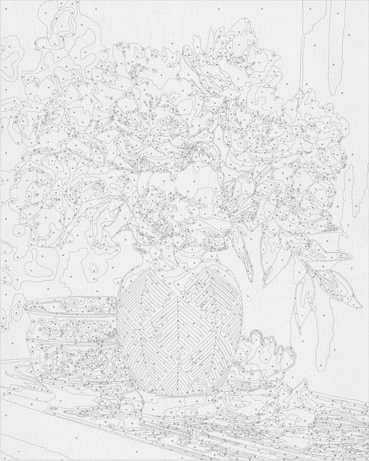 Maľovanie podľa čísel Bielé kvety vo váze s metalickými farbami zlato 40*50 cm LW 31350