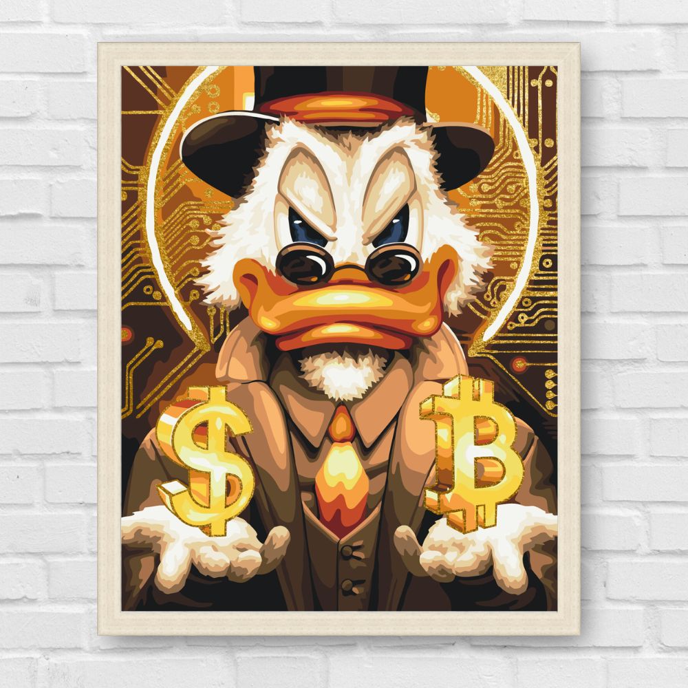 Maľovanie podľa čísel - Scrooge McDuck s metalickou farbou (zlatá) LW3320