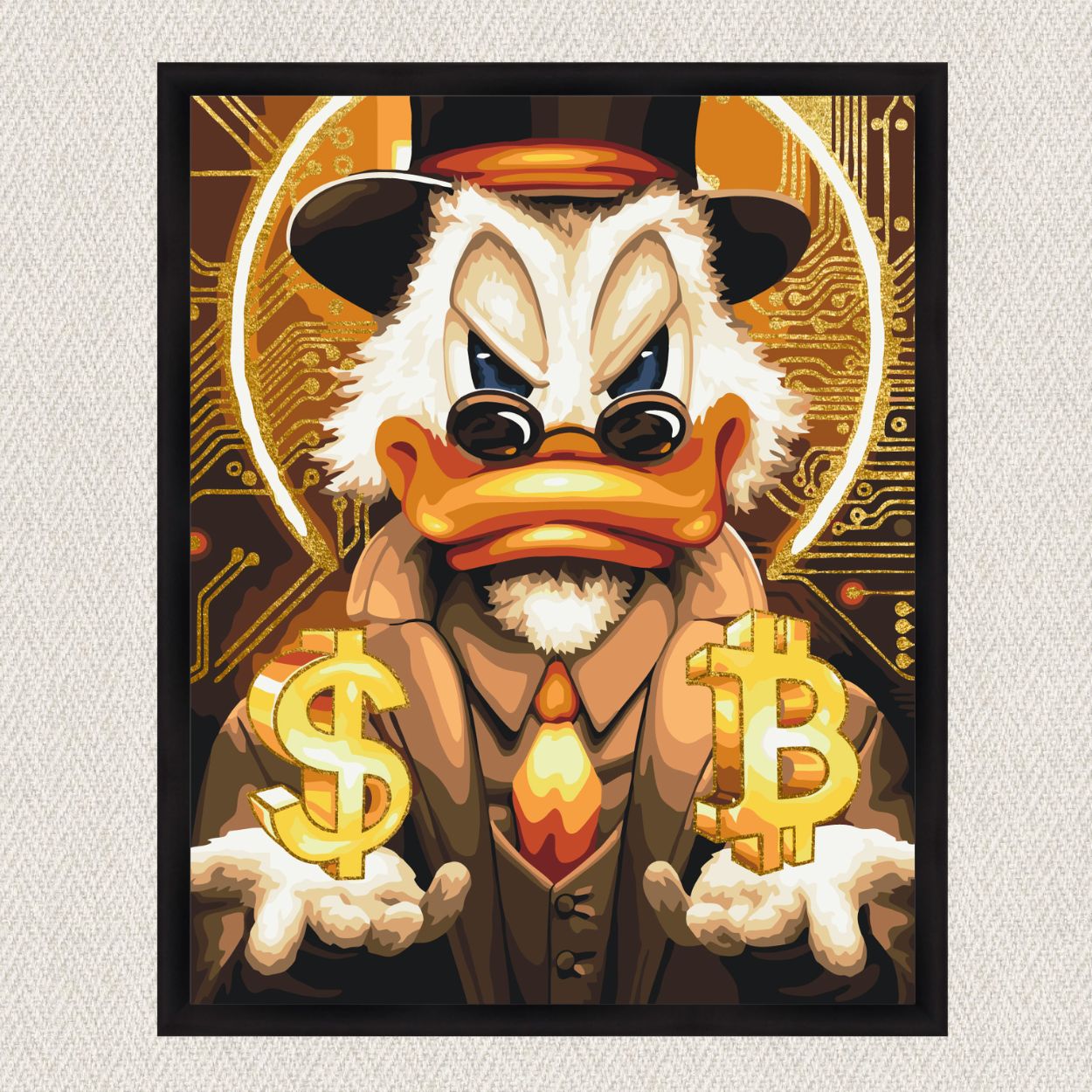 Maľovanie podľa čísel - Scrooge McDuck s metalickou farbou (zlatá) LW3320