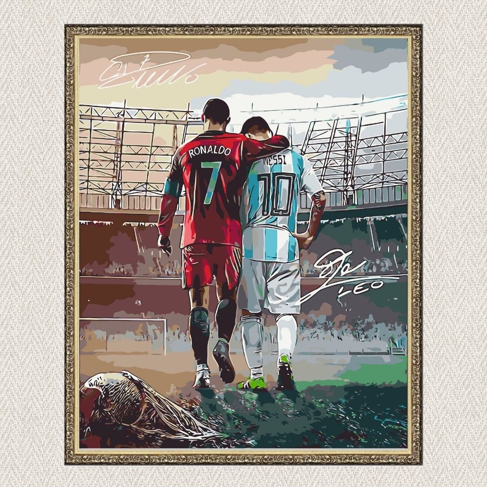 Maľovanie podľa čísel - Futbal. Dve legendy: Ronaldo a Messi LW3322