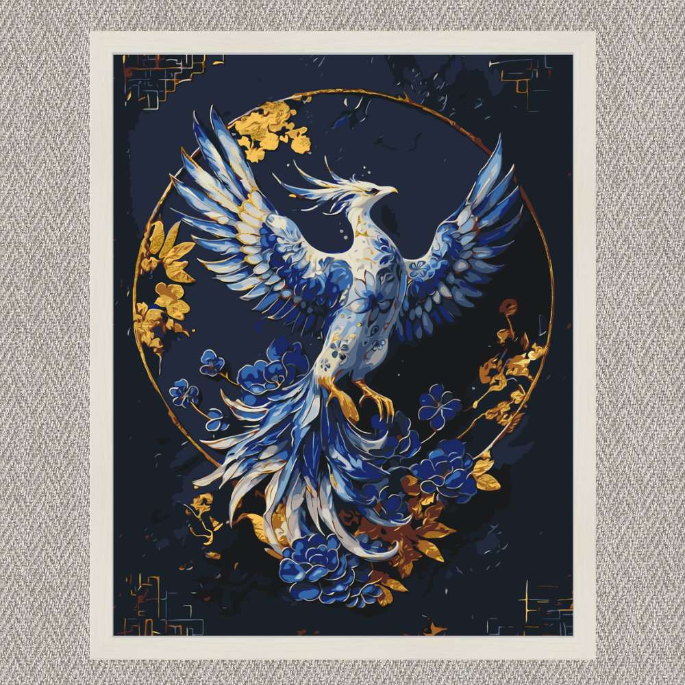 Maľovanie podľa čísel - Fénix s metalickými farbami LW3447
