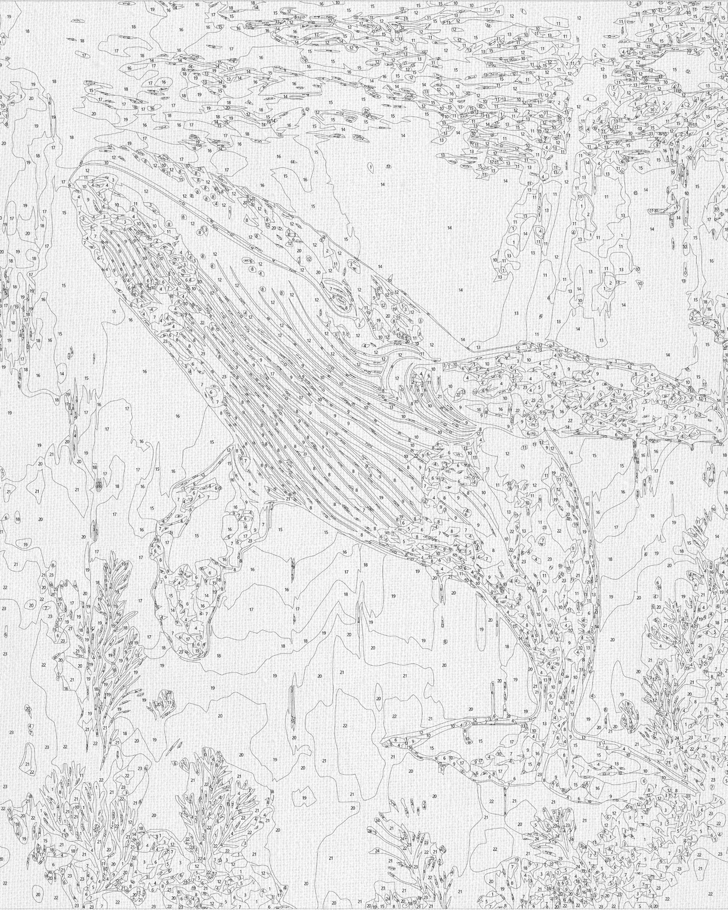 Maľovanie podľa čísel Podmorský svet, veľryba s metalickými farbami 40*50 cm LW 3495