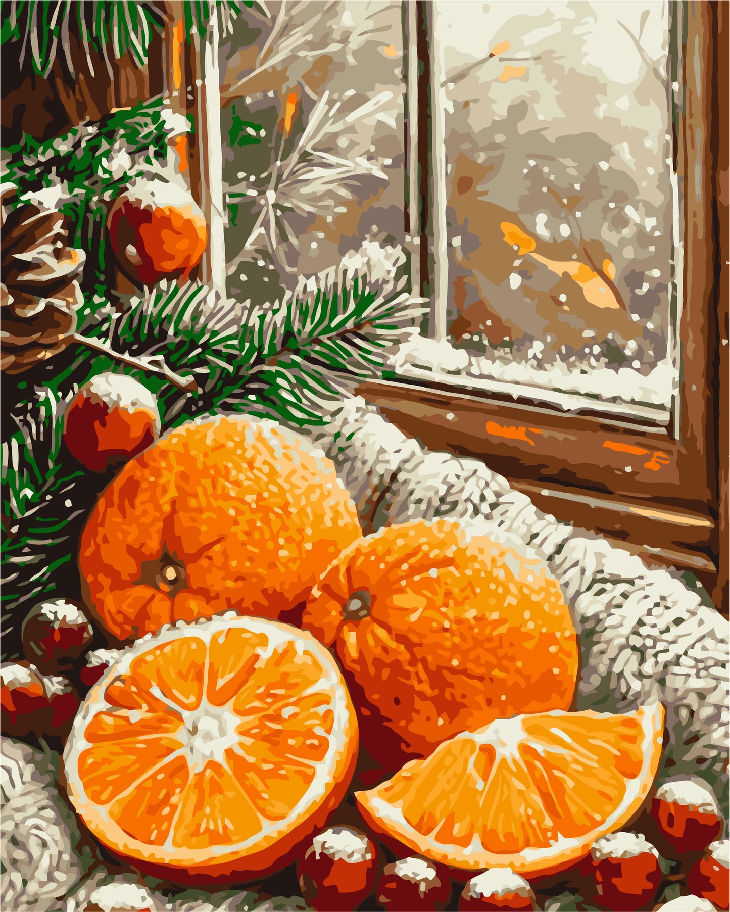 Maľovanie podľa čísel na ráme 40*50 cm - Citrusové zátišie - Zátišie/Zimná - LW 3548