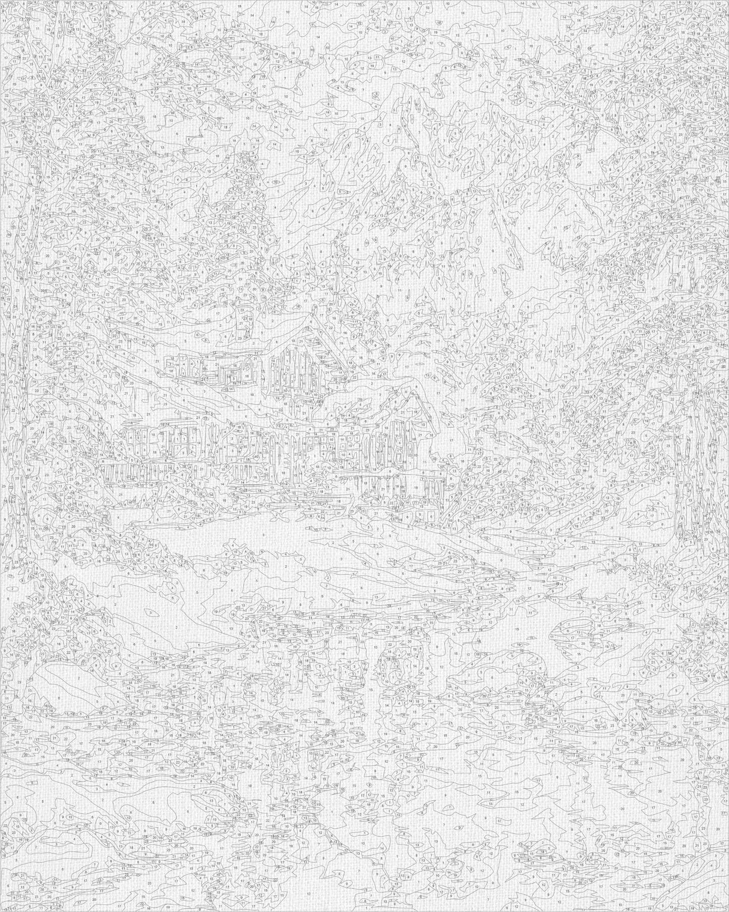 Maľovanie podľa čísel Zimná krajina s metalickými farbami 40*50 cm LW 3554