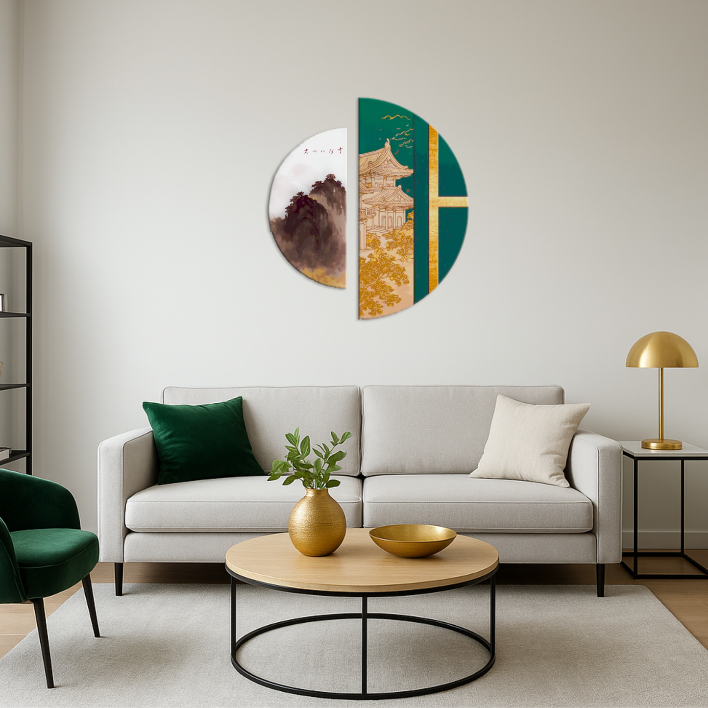 Maľovanie podľa čísel na ráme 70*70 cm Východná harmónia s metalickými farbami (polkruhy) OSR 1003