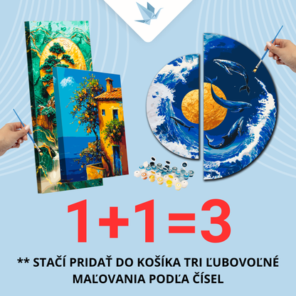 Maľovanie podľa čísel na ráme 40*80 cm Krajinka ostrov pod mesiacom s metalickými farbami LW 5184