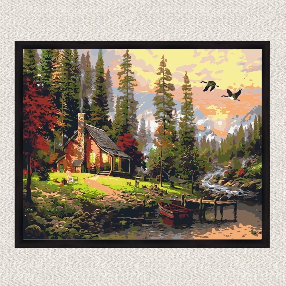 Maľovanie podľa čísel - Poľovnícka chata Umelec Thomas Kinkade LW1831