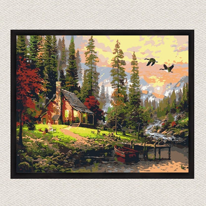 Maľovanie podľa čísel - Poľovnícka chata Umelec Thomas Kinkade LW1831