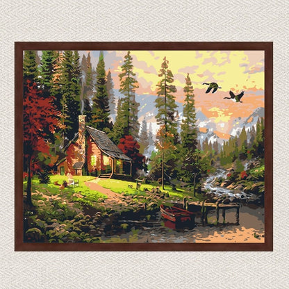 Maľovanie podľa čísel - Poľovnícka chata Umelec Thomas Kinkade LW1831