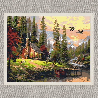 Maľovanie podľa čísel - Poľovnícka chata Umelec Thomas Kinkade LW1831