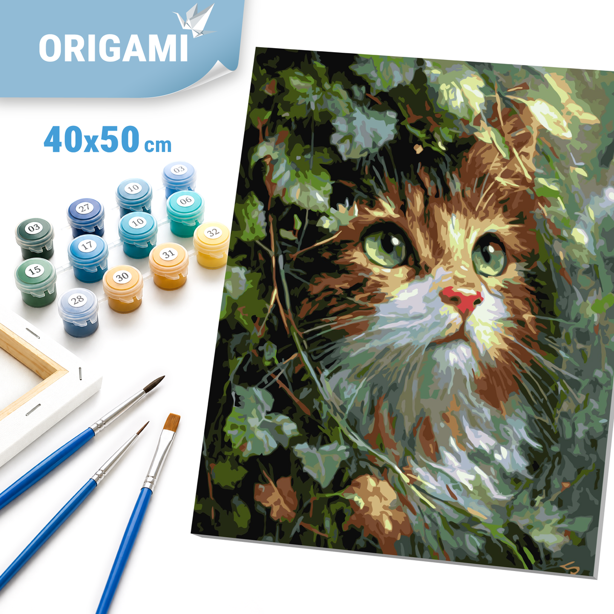 Maľovanie podľa čísel na ráme 40*50 cm - Mačiatko so smaragdovými očami - Zvieratá - LW 2002-01