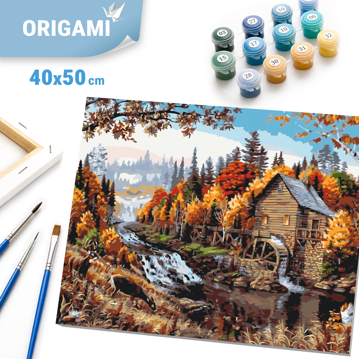 Maľovanie podľa čísel na ráme 40*50 cm - Domček v lese - Krajinka - LW 3013