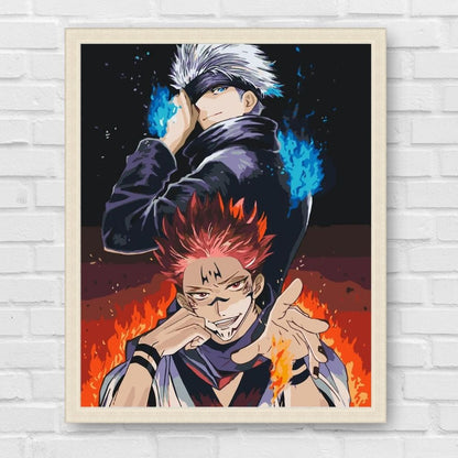 Maľovanie podľa čísel - Magická bitka. Satoru Gojo, Sukuna. Anime LW30210