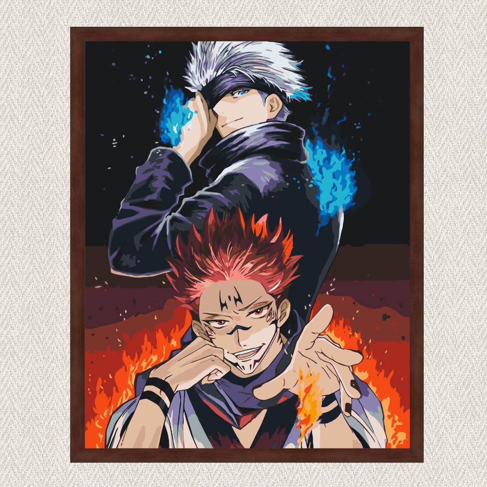 Maľovanie podľa čísel - Magická bitka. Satoru Gojo, Sukuna. Anime LW30210