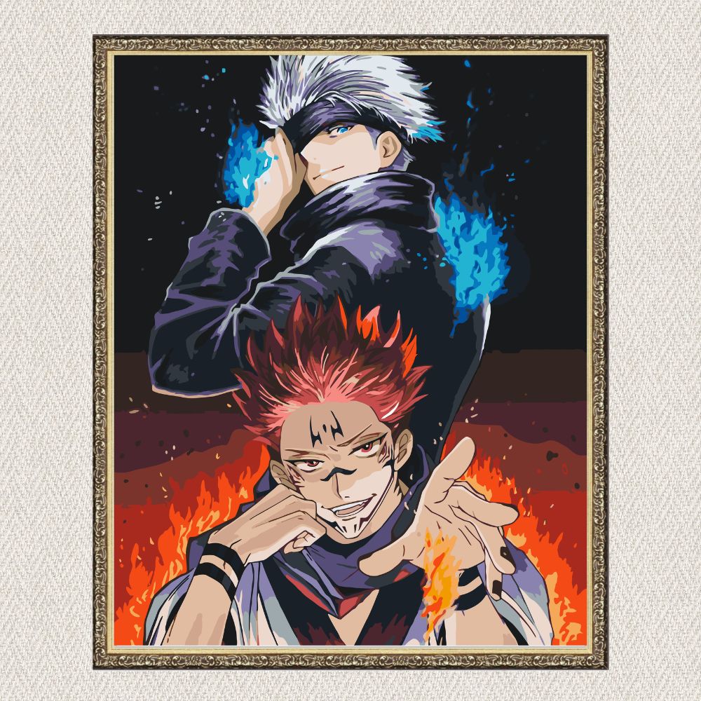 Maľovanie podľa čísel - Magická bitka. Satoru Gojo, Sukuna. Anime LW30210