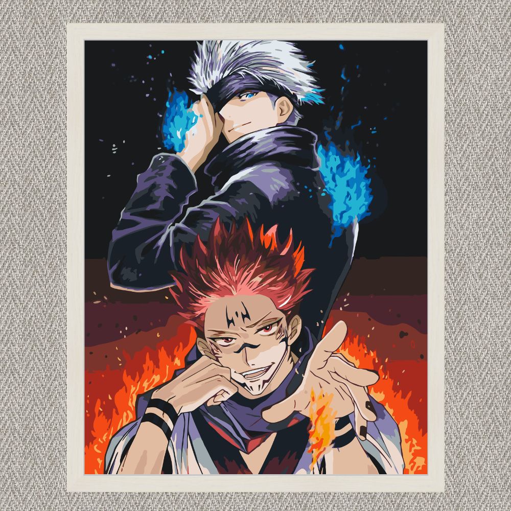 Maľovanie podľa čísel - Magická bitka. Satoru Gojo, Sukuna. Anime LW30210