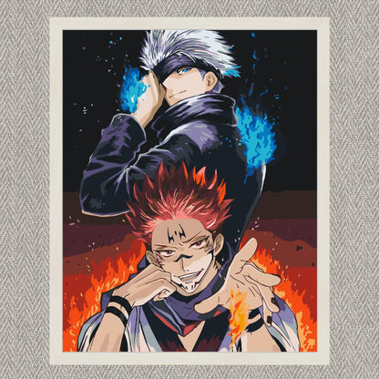 Maľovanie podľa čísel - Magická bitka. Satoru Gojo, Sukuna. Anime LW30210