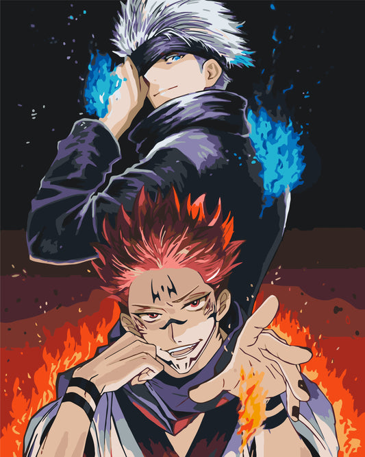 Maľovanie podľa čísel – Gojo a Sukuna (Jujutsu Kaisen)