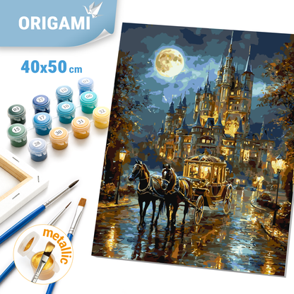 Maľovanie podľa čísel na ráme 40*50 cm - Cesta k palácu - Krajinka s metalickými farbami - LW 3026-01