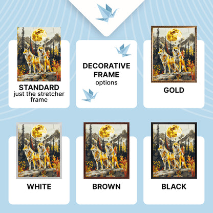 Maľovanie podľa čísel na ráme 40*50 cm - Pár vlkov - Zvieratá s metalickými farbami - LW 30450