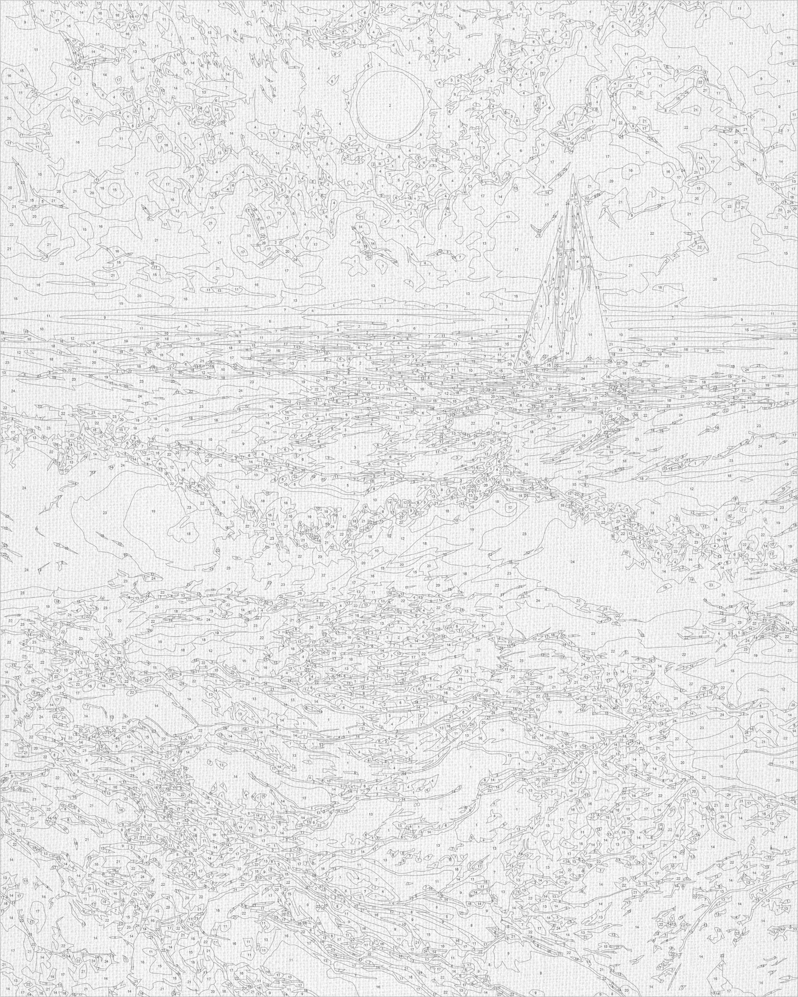 Maľovanie podľa čísel na ráme 40*50 cm Krajinka - Plachetnica za úsvitu s metalickými farbami LW 30610-01