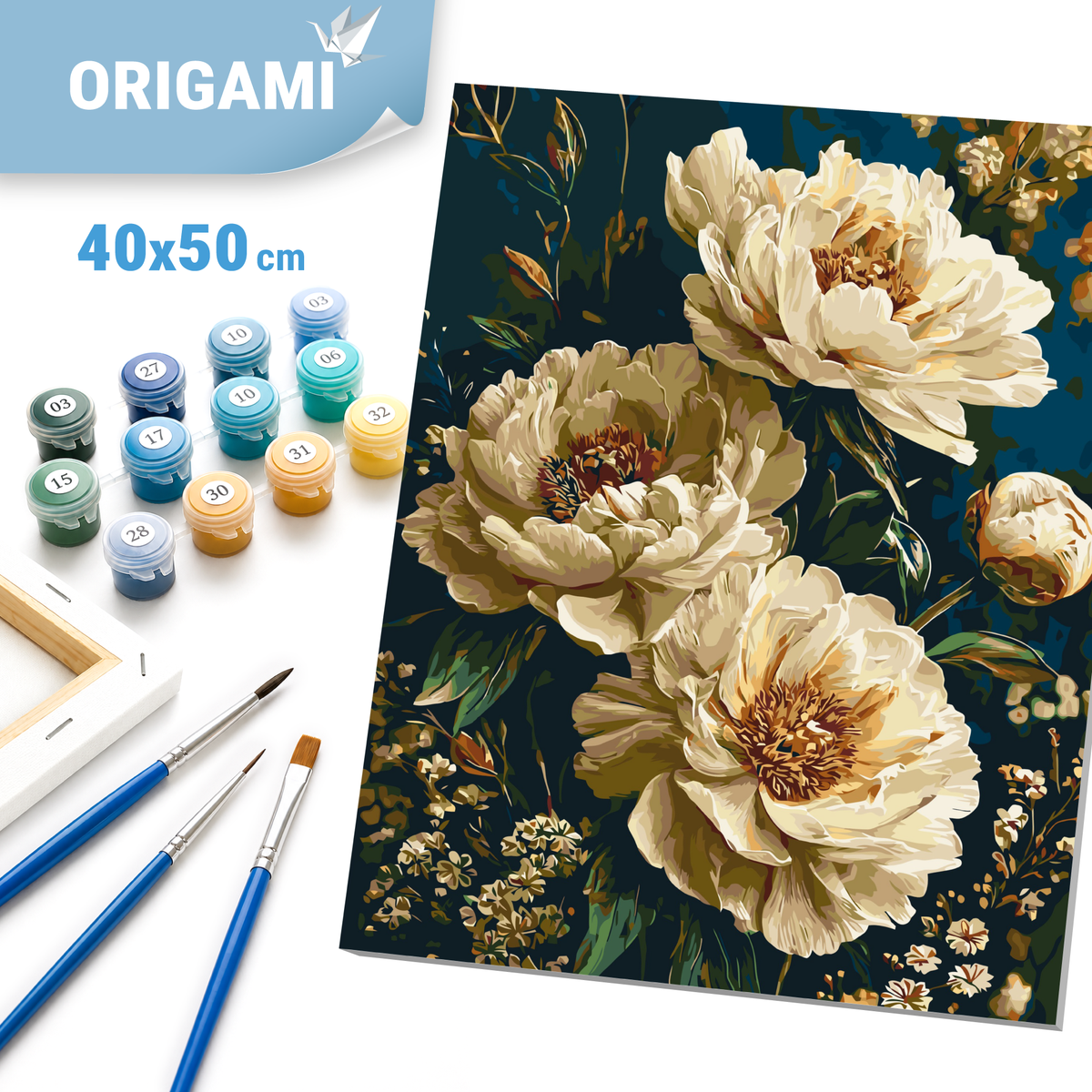 Maľovanie podľa čísel na ráme 40*50 cm - Zamatové pivónie - Kvety - LW 3064-01