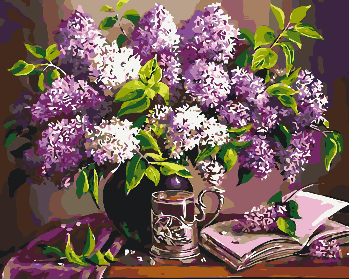 Maľovanie podľa čísel na ráme 40*50 cm - Kytica orgovánu - Zátišie/Kvety - LW 3075