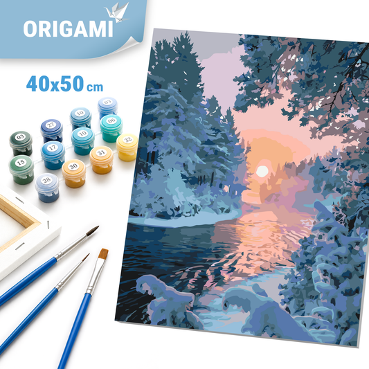 Maľovanie podľa čísel na ráme 40*50 cm – Zimné / Vianočné krajinka - LW 3096
