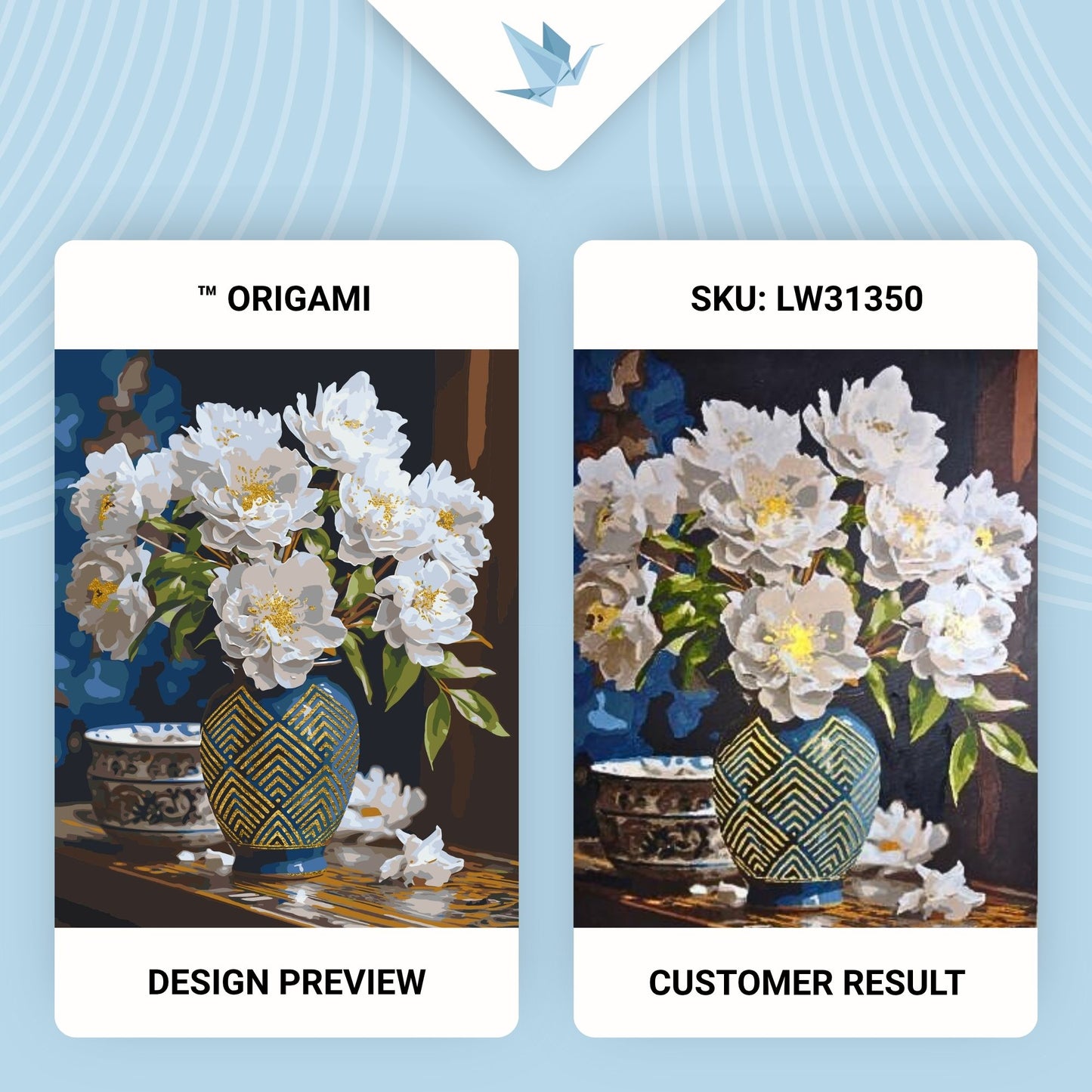 Maľovanie podľa čísel Bielé kvety vo váze s metalickými farbami zlato 40*50 cm LW 31350