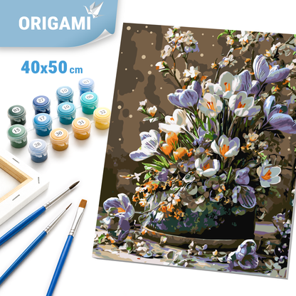 Maľovanie podľa čísel na ráme 40*50 cm - Jarné krokusy - Kvety - LW 31520-01