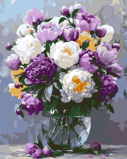 Maľovanie podľa čísel na ráme 40*50 cm Kvety - Pivónie vo váze LW 3167-01