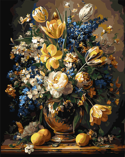 Maľovanie podľa čísel na ráme 40*50 cm Kvety - Bohatá kytica vo váze LW 3174-01