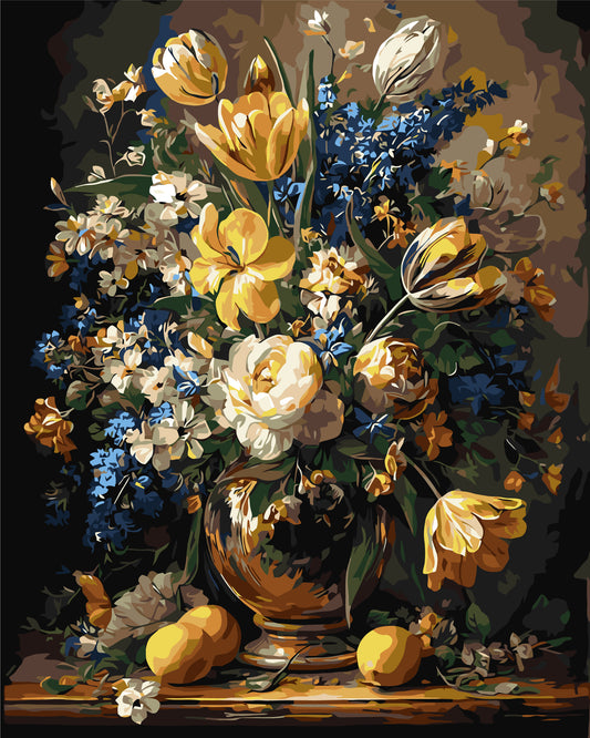 Maľovanie podľa čísel na ráme 40*50 cm Kvety - Bohatá kytica vo váze LW 3174-01