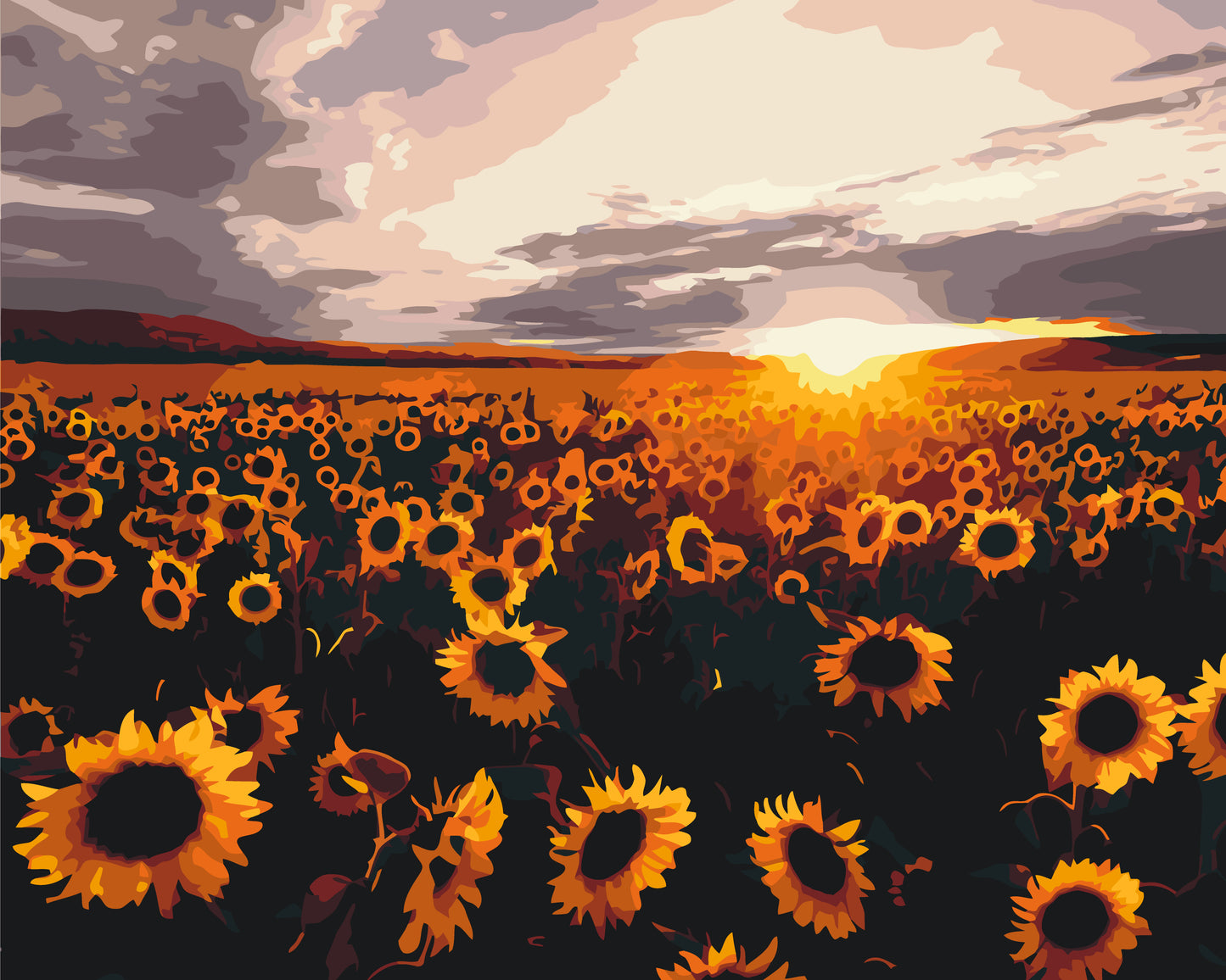 Maľovanie podľa čísel krajinka – Ukrajinská Slnečnicové pole 40*50 cm LW 3175 40×50 pbn-p