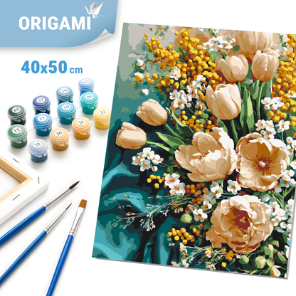 Maľovanie podľa čísel na ráme 40*50 cm - Jarné tulipány - Kvety - LW 3178-01