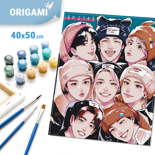 Maľovanie podľa čísel na ráme 40*50 cm - K-pop, Stray Kids. Filmoví hrdinovia - LW 31890