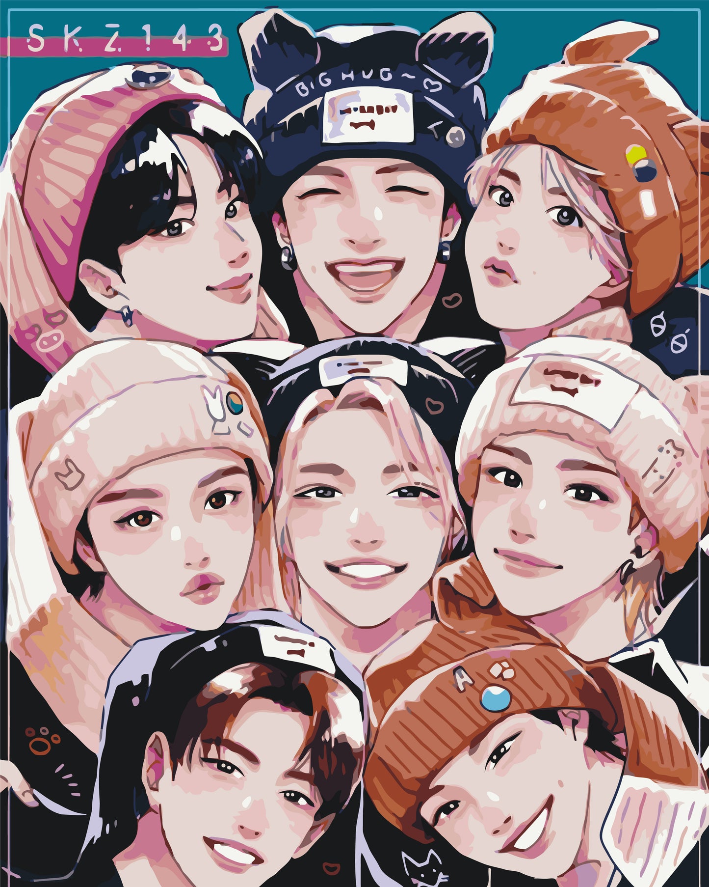 Maľovanie podľa čísel K-pop, Stray Kids 40*50 cm LW 31890