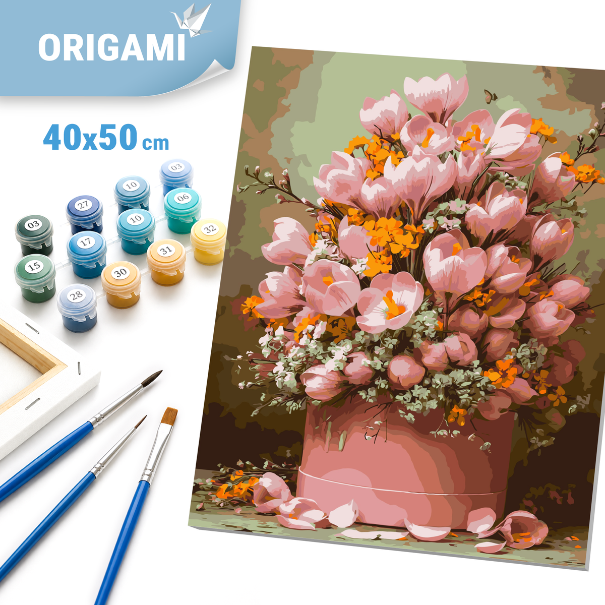 Maľovanie podľa čísel na ráme 40*50 cm - Ružové tulipány - Kvety - LW 3212-01