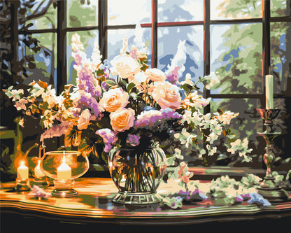 Maľovanie podľa čísel – Poľné kvety na stole 40*50 cm LW 32450