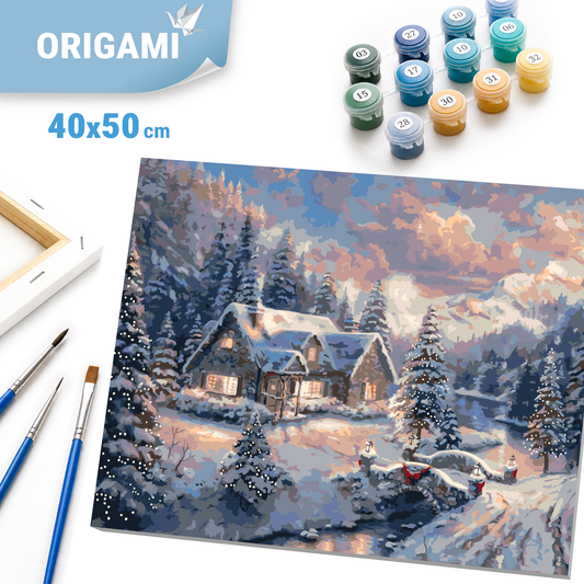 Maľovanie podľa čísel na ráme 40*50 cm – Zimné / Vianočné. Novoročná krajinka - LW 3253