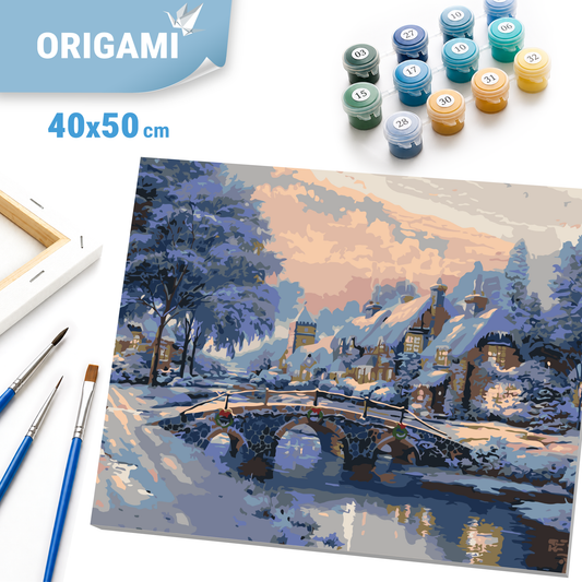 Maľovanie podľa čísel na ráme 40*50 cm - Zimné / Vianočné zimná krajinka - LW 3254