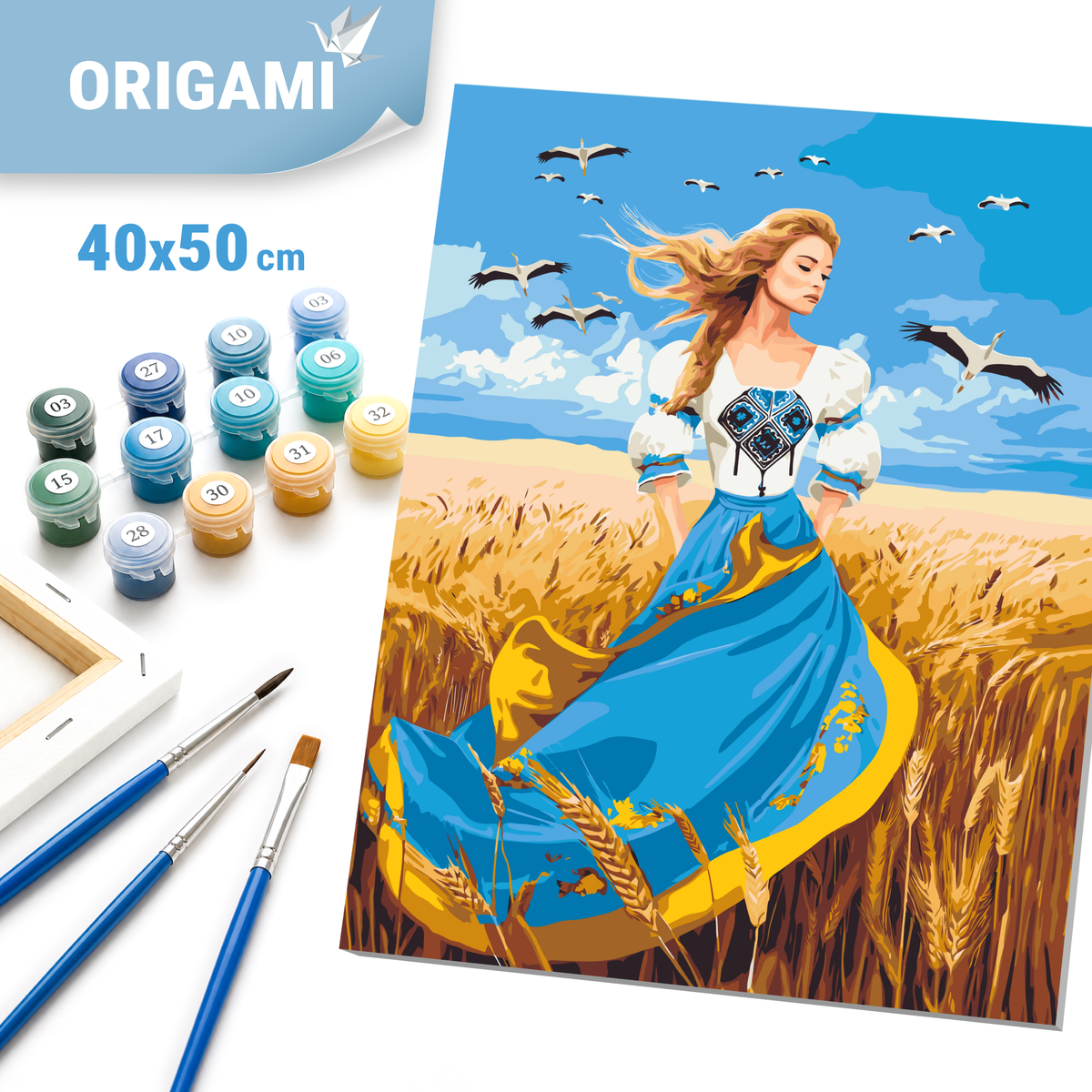 Maľovanie podľa čísel na ráme 40*50 cm - Dievča v modro-žltých šatách - Ľudia - LW 32580