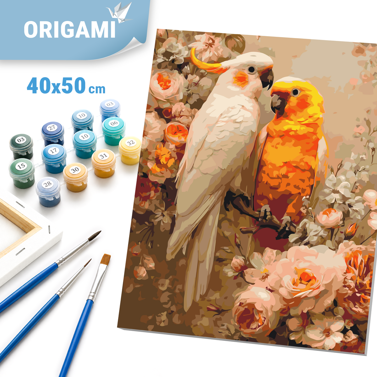 Maľovanie podľa čísel na ráme 40*50 cm - Pár papagájov - Zvieratá - LW 3271-01