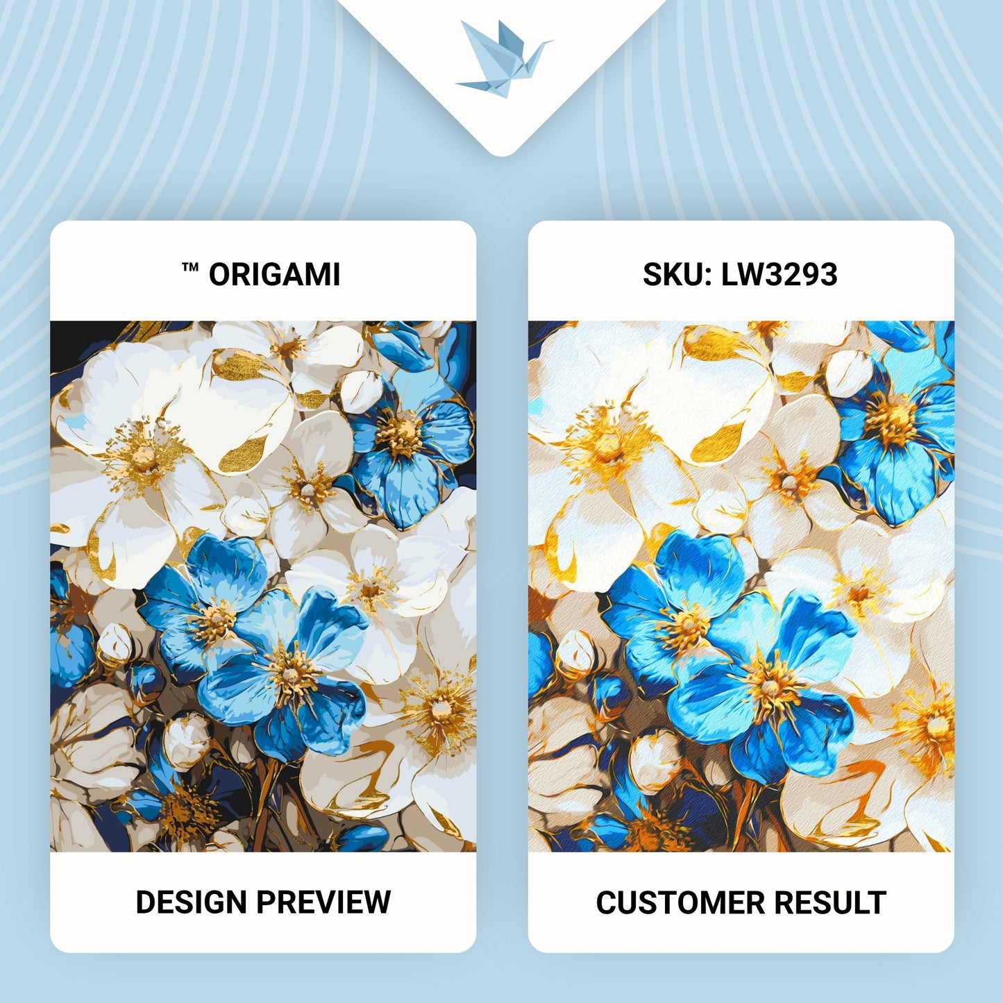 Maľovanie podľa čísel Bielomodré kvety s metalickými farbami 40*50 cm LW 3293