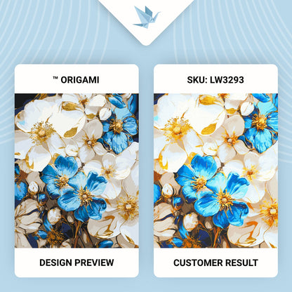 Maľovanie podľa čísel Bielomodré kvety s metalickými farbami 40*50 cm LW 3293