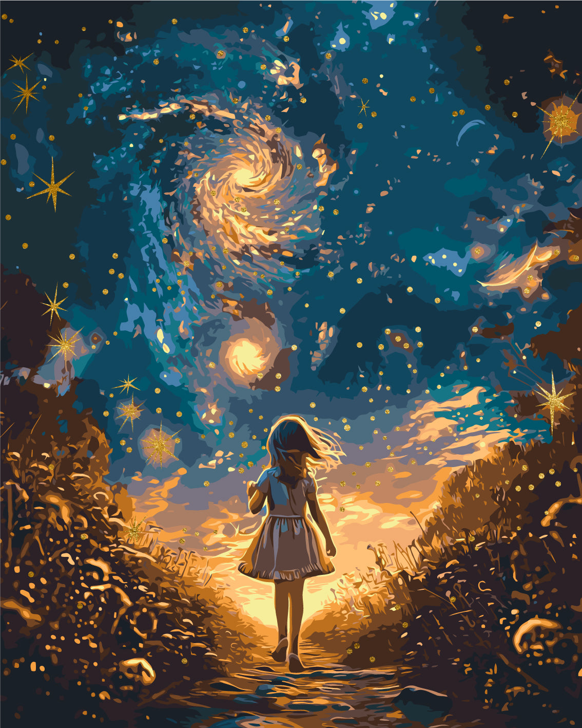 Maľovanie podľa čísel – Mesačný svit. Vesmír 40*50 cm LW 3299