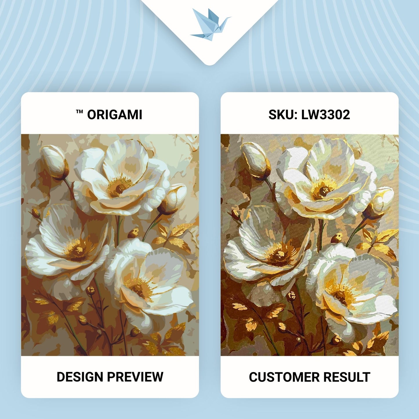 Maľovanie podľa čísel Bielé kvety s metalickými farbami 40*50 cm LW 3302