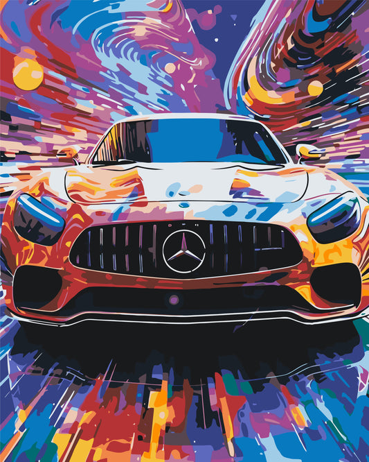 Maľovanie podľa čísel – Mercedes v pop-art štýle